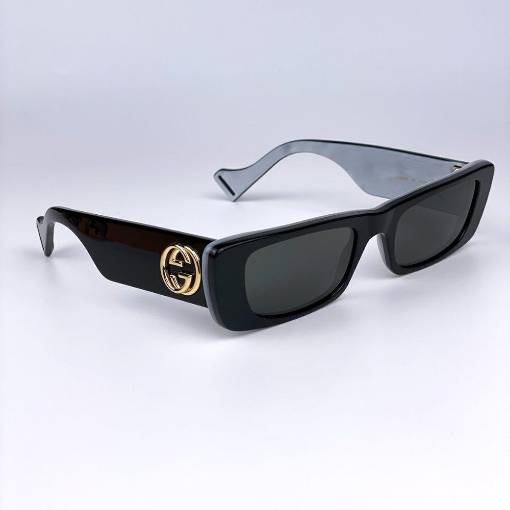 NEW Gucci GG0516S 001 Black Silver Rectangle Women Sunglasses - Picture 9 of 15